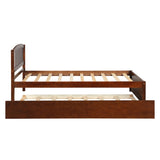 ZUN Twin size Platform Bed Wood Bed Frame with Trundle, Walnut WF194302AAD