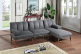 ZUN Blue Grey Polyfiber Adjustable Sofa Living Room Furniture Solid wood Legs Plush Couch HS00F8515-ID-AHD
