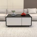 ZUN Modern Smart Coffee Table with Built in Fridge, Outlet Protection,Wireless Charging, Mechanical W1172105044