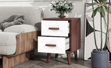 ZUN U-Can Square End Table Side Table with 2 Drawers Adorned with Embossed Patterns for Living Room, WF314371AAD