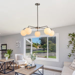 ZUN Modern American living room simple golden chandelier glass lampshade 5 bulbs W116960130
