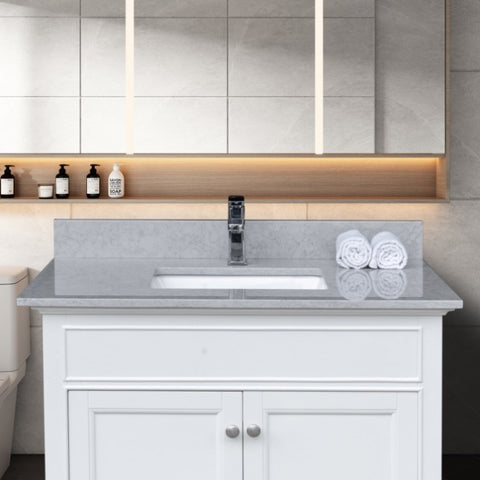 ZUN Montary 31 inches bathroom stone vanity top calacatta gray engineered marble color with undermount W50935001