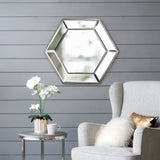 ZUN 20" x 18" Hexagon Wall Mirror with Contemporary Glass Design, Home Decor Accent Mirror for Living W2078124352