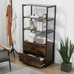 ZUN Industrial Bookcase with File Cabinet Drawers, 62.7 in Tall Bookshelf 4 Tier, Freestanding Storage W1422109457