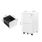 ZUN 2 Drawer File Cabinet with Lock, Steel Mobile Filing Cabinet on Anti-tilt Wheels, Rolling Locking W252103818