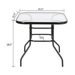 ZUN Outdoor Dining Table Square Toughened Glass Table Yard Garden Glass Table 42490805