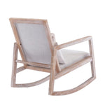 ZUN Solid wood linen fabric antique white wash painting rocking chair with removable lumbar pillow W72835728