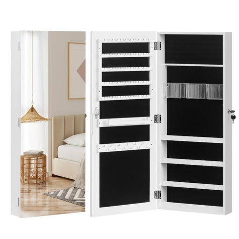 ZUN The Whole Surface PVC Film Wall Hanging Door With Lock Jewelry Cabinet Fitting Mirror Cabinet 55686677