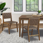 ZUN Faux Leather Woven Dining Chairs Set of 2 B035118588