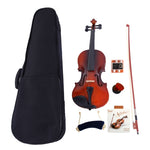 ZUN GV100 1/4 Acoustic Violin Case Bow Rosin Strings Tuner Shoulder Rest 65307684