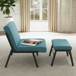 ZUN Accent Chair with Ottoman, Modern Upholstered Accent Chair, Linen Sofa Chair with Ottoman Footstool W57851297