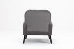 ZUN Accent chair, KD solid wood legs with black painting. Fabric cover the seat. With a cushion. W72865877