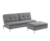 ZUN Casual Style Storage Ottoman 1pc Gray Color Fabric Upholstered Metal Legs Living Room Furniture B01146478