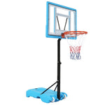 ZUN PVC Transparent Board Basket Frame Adjustable 115-135cm Poolside Basketball Hoop Blue 06950291