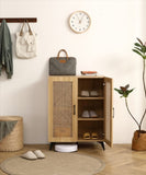 ZUN Natural Rattan Storage Cabinet Double-Door Shoe Cabinet with Large Storage Space and Durable W158183857