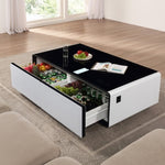 ZUN Modern Smart Coffee Table with Built-in Fridge, Bluetooth Speaker, Wireless Charging Module, Touch W1172141167