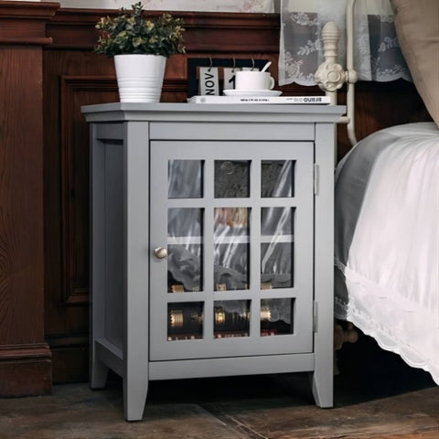ZUN Bedroom Small Bedside Table/Night Stand with Open door Storage Compartments, grey W131454644