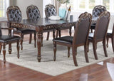 ZUN Formal 1pc Dining Table w 2x Leaves Only Brown Finish Antique Design Rubberwood Large Family Dining B011138667