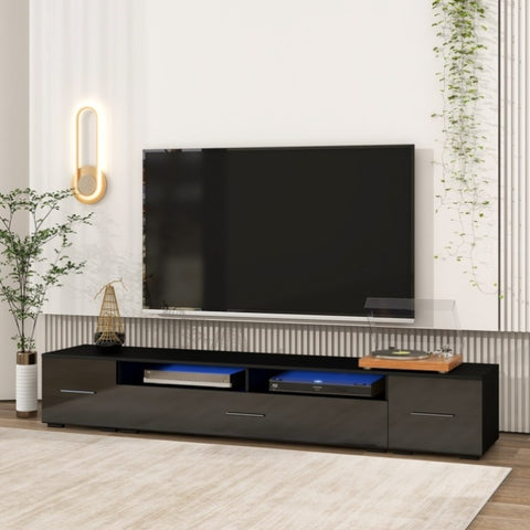 ZUN ON-TREND Extended, Minimalist Design TV stand with Color Changing LED Lights, Modern Universal WF295802AAB