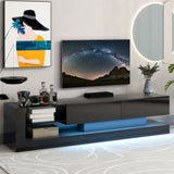 ZUN On-Trend TV Stand with Two Media Storage Cabinets Modern High Gloss Entertainment Center for 75 Inch WF293969AAB