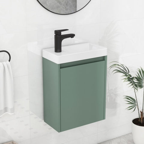 ZUN Elegant 16-Inch Green Bathroom Vanity Cabinet with Soft-Close Doors - Easy Assembly, Stylish Storage WF313815AAF