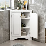 ZUN White Triangle Bathroom Storage Cabinet with Adjustable Shelves, Freestanding Floor Cabinet for Home WF291467AAK