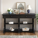 ZUN TREXM Retro Console Table/Sideboard with Ample Storage, Open Shelves and Drawers for Entrance, WF310953AAB