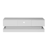 ZUN 63inch WHITE morden TV Stand with LED Lights,high glossy front TV Cabinet,can be assembled in Lounge W67963297