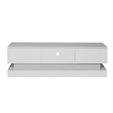 ZUN 63inch WHITE morden TV Stand with LED Lights,high glossy front TV Cabinet,can be assembled in Lounge W67963297