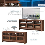 ZUN Techni Mobili Modern TV Stand with Storage for TVs Up To 60", Hickory RTA-8811-HRY