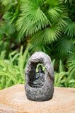 ZUN 8.3x5.9x13.6" Decorative Gray Tabletop Water Fountain with Sitting Buddha and LED Light, for Indoor W2078138938