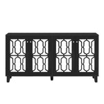 ZUN ON-TREND Buffet Cabinet with Adjustable Shelves, 4-Door Mirror Hollow-Carved TV stand for TVs Up to WF314484AAB