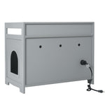 ZUN Litter Box Enclosure, Cat Litter Box Furniture with Hidden Plug, 2 Doors,Indoor Cat Washroom Storage W42090262
