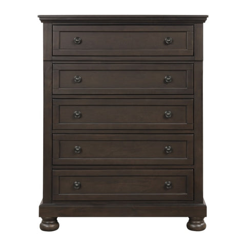 ZUN Traditional Design Bedroom Furniture 1pc Chest of 5x Drawers Grayish Brown Finish Wooden Furniture B01166128