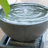 ZUN 44.5" Polyresin Gray Zen Bowl Water Fountain, Outdoor Bird Feeder /Bath Fountains, Relaxing Water W2078125236