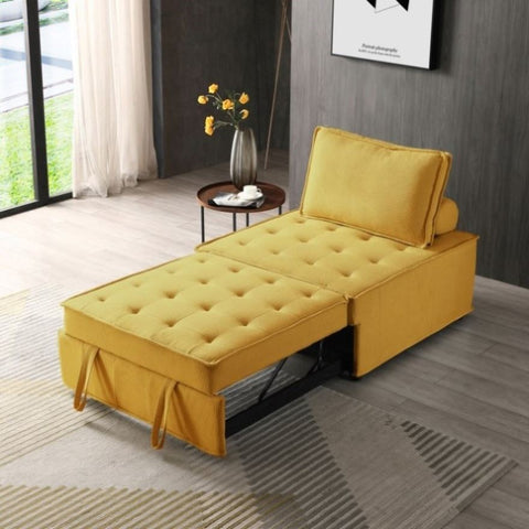 ZUN Multipurpose Linen Fabric Ottoman Lazy Sofa Pulling Out Sofa Bed W1097109514