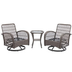 ZUN 3 Pieces Outdoor Swivel Rocker Patio Chairs, 360 Degree Rocking Patio Conversation Set with W640142357