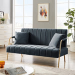 ZUN [New Design] Modern and comfortable Dark Grey Australian cashmere fabric sofa, comfortable loveseat W128167431