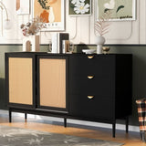 ZUN U_Style Featured Two-door Storage Cabinet with Three Drawers and Metal Handles , Suitable for WF308422AAB