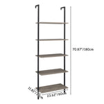 ZUN 5-Shelf Wood Ladder Bookcase with Metal Frame, Industrial 5-Tier Modern Ladder Shelf Wood 77969360