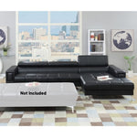 ZUN Bonded Leather Sectional Sofa with Adjustable Headrest in Black B01682399