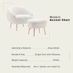 ZUN Orisfur. Modern Comfy Leisure Accent Chair, Teddy Short Plush Particle Velvet Armchair with Ottoman WF287096AAC
