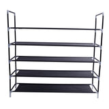 ZUN Simple Assembly 5 Tiers Non-woven Fabric Shoe Rack with Handle Black 56072092