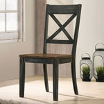 ZUN Set of 2 Wooden Dining Chairs in Antique Oak and Antique Black Finish B016P156341