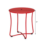 ZUN 18" Metal Countertop Small Round Table Terrace Wrought Iron Side Table Red 23010327