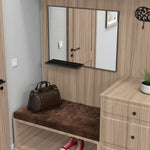 ZUN Modern Bathroom Mirror With Storage Shelf Rectangular Black Wall Mirrors for Bathroom Living Room W70881400