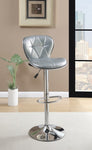 ZUN Silver / Grey Faux Leather PVC Stool Counter Height Chairs Set of 2 Adjustable Height Kitchen Island B01149737