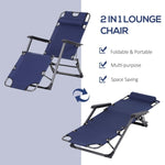 ZUN Tanning Chair, 2-in-1 Beach Lounge Chair & Camping Chair w/ Pillow & Pocket, Adjustable Chaise for W2225142469