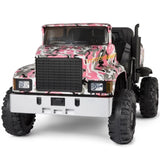ZUN Power Electric 2-Seater Kids Ride On Truck Tractor w/Trailer 3 Speed RC Pink 44723791