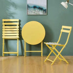 ZUN 3 Piece Patio Bistro Set of Foldable Round Table and Chairs, Yellow W1586P143143